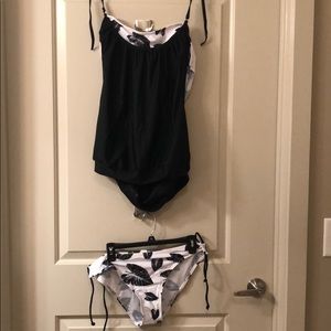 Black and white tankini set